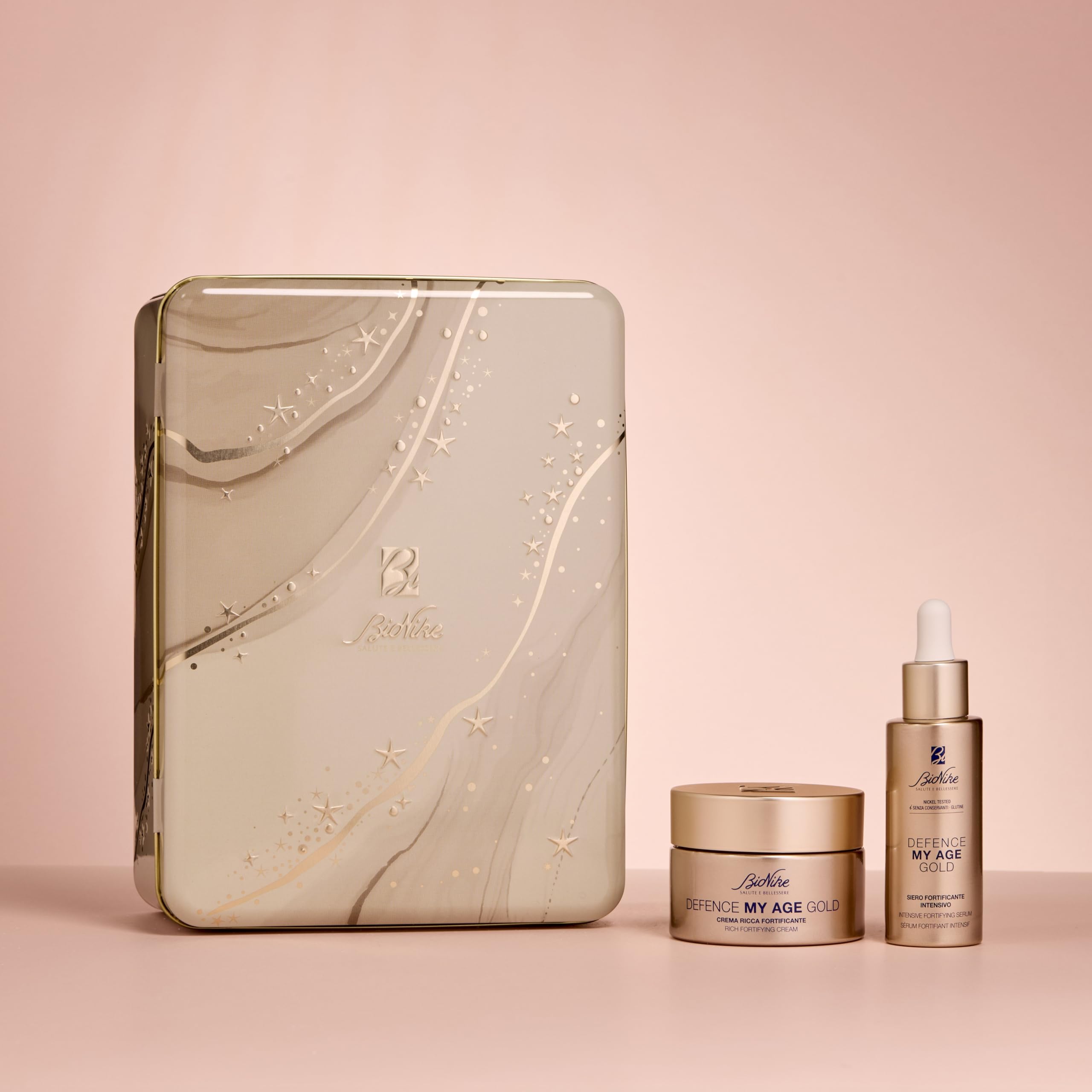 BioNike Defence My Age Gold Weihnachts-Set 2025 - Anti Aging Hautpflege für Reife Haut mit Serum 30ml und Creme 50ml