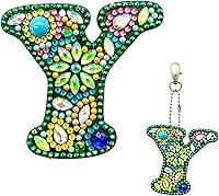 Vista 28 de YOYA Llaveros de pintura de diamantes de doble cara 5D letras 5D Kit de llaveros de pintura de diamantes de taladro completo para bricolaje, letras