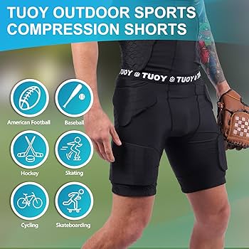 Amazon.co.jp: Tuoyメンズパッド入り圧縮ショーツ5-pad Football