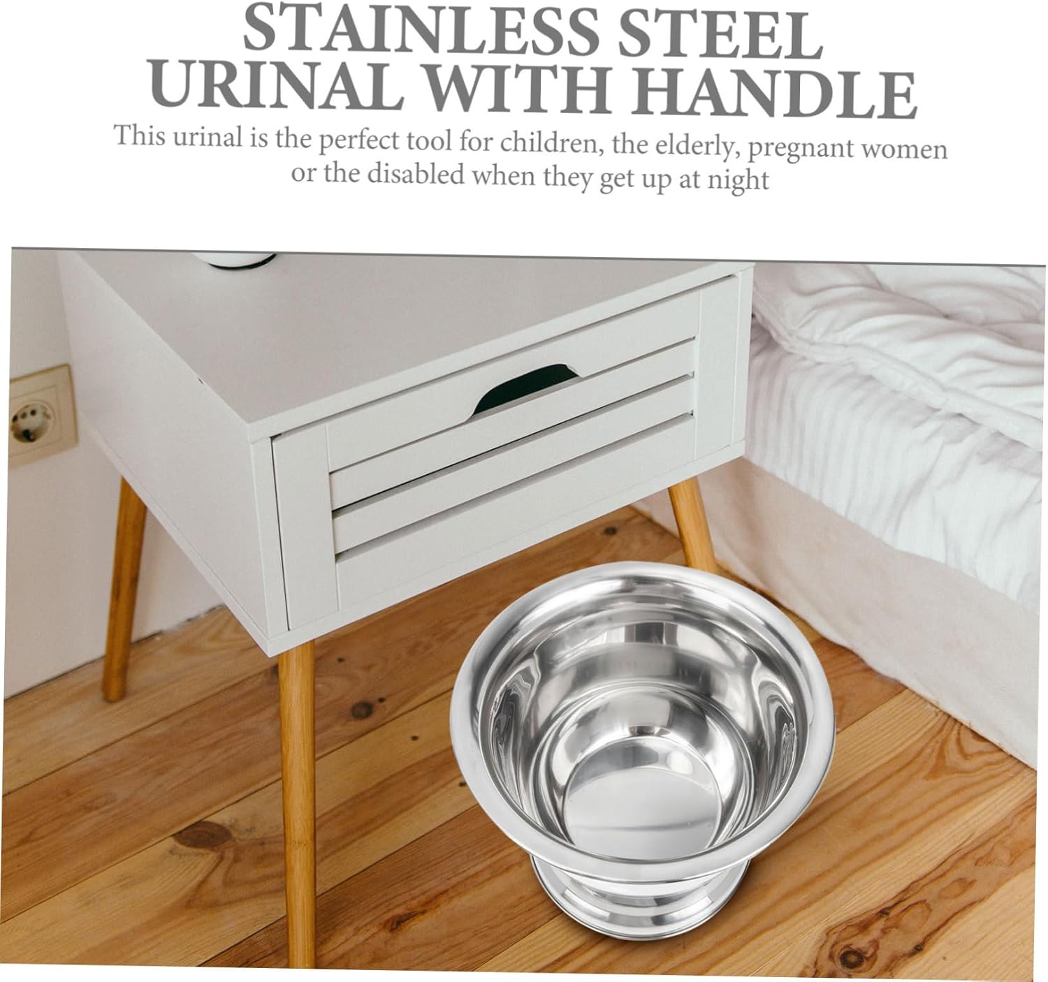 Stainless Steel Chamber Pot with Handle Lid 36-Piece Set Portable Urinal for Elderly and Children Easy to Clean Bedpan for Home and Travel