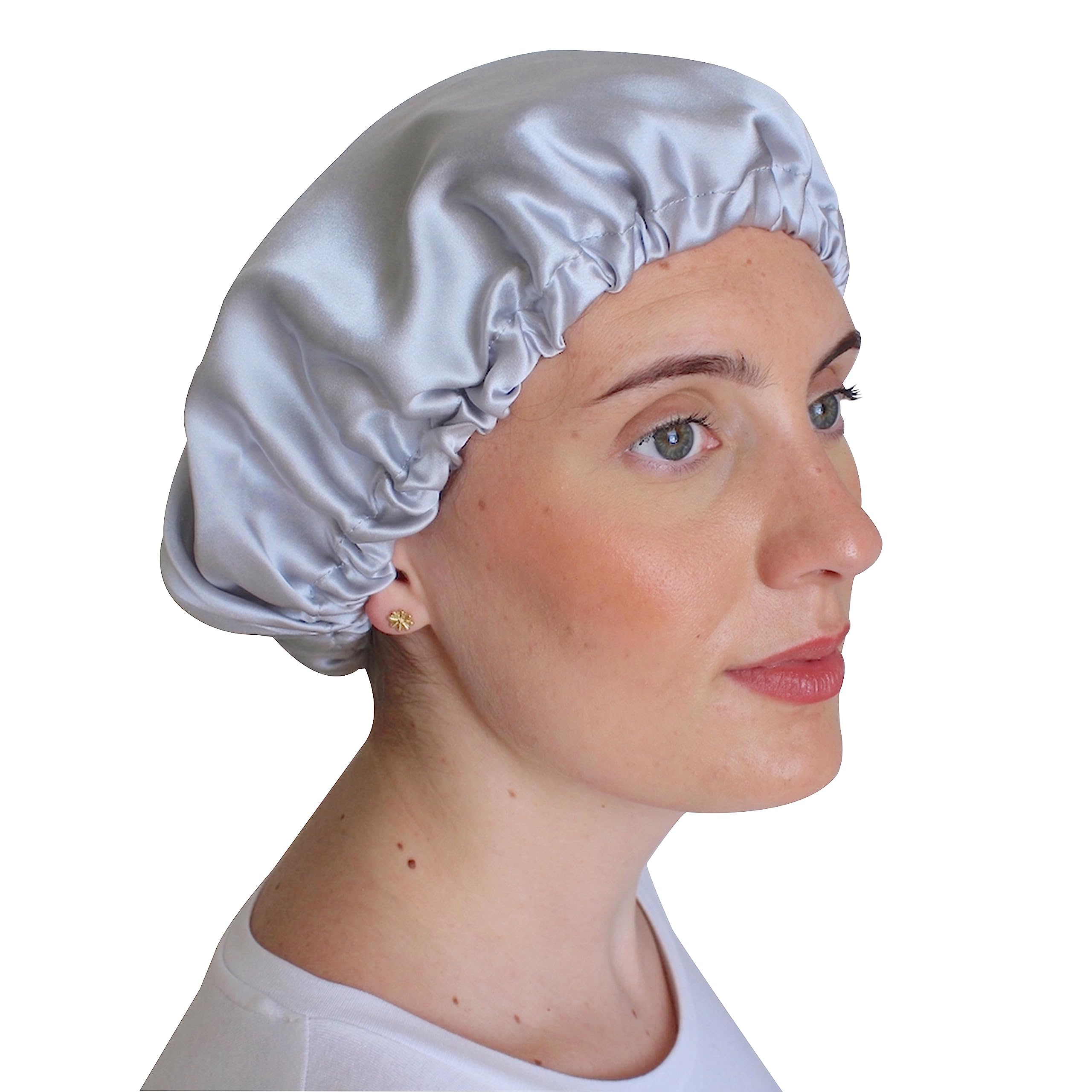 Jasmine Silk Women's Grey 100% Pure Mulberry Silk Sleep Cap Bonnet (Grey)