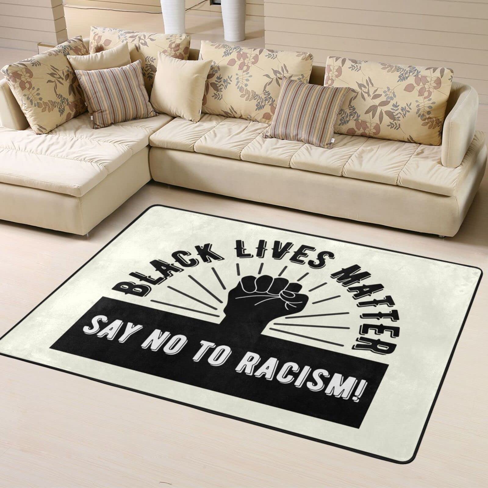 Amazon.com: Say No to Racism Area Rug 63x48in Rugs for Living Room