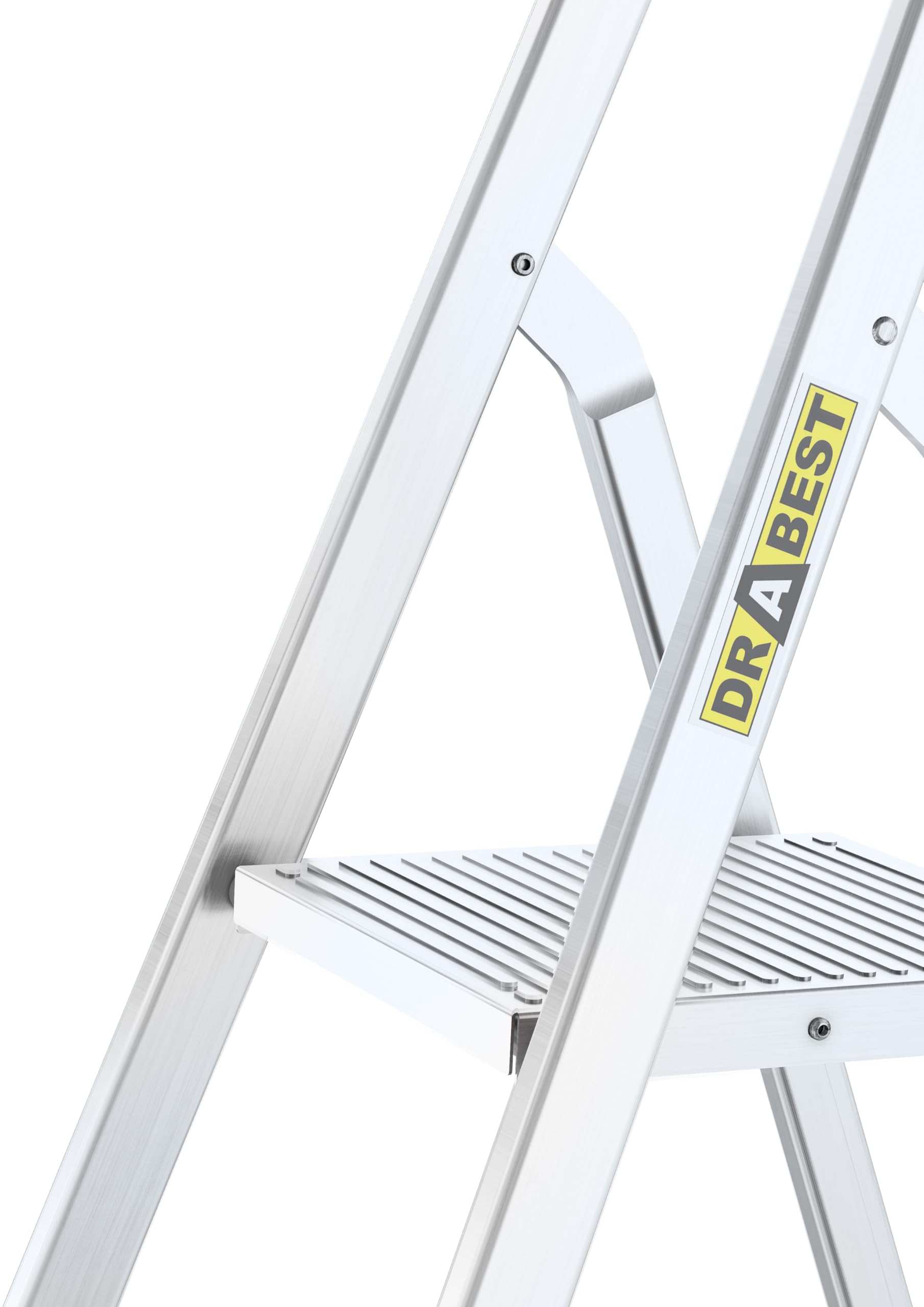 Drabest – Escalera doméstica – Escalera de Mano – 6 peldaños – Altura de Trabajo 3,19 m – Escalera de Mano Plegable de Aluminio, Carga máx. 125kg – con Plataforma de 25 x 26cm, Patas Antideslizantes