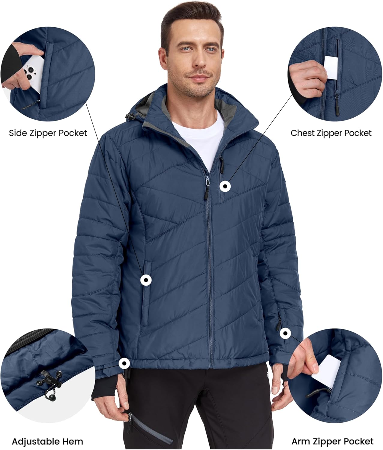 Little Donkey Andy Men's Warm Ski Jacket Water Resistant Insulated Snowboarding Jacket Windproof Winter Snow Coat - Image 5