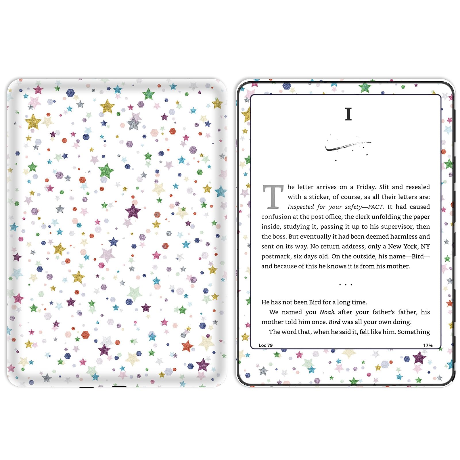 Sticker Skin Decal for Kindle, Full Wrap Protective Vinyl Sticker for Kindle Paperwhite (12th Generation) and Colorsoft Signature (2024 Release)-Stars Print