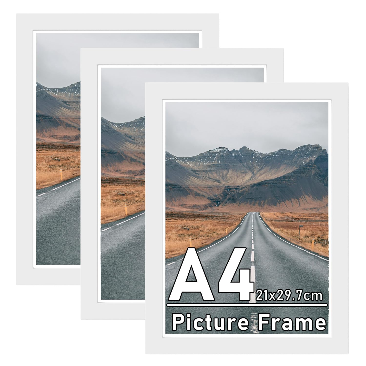 Zueyunstoo A4 Photo Frame, Pack of 3 White A4 Picture Frames (21x29.7cm), A4 Frame with Safe Perspex Front