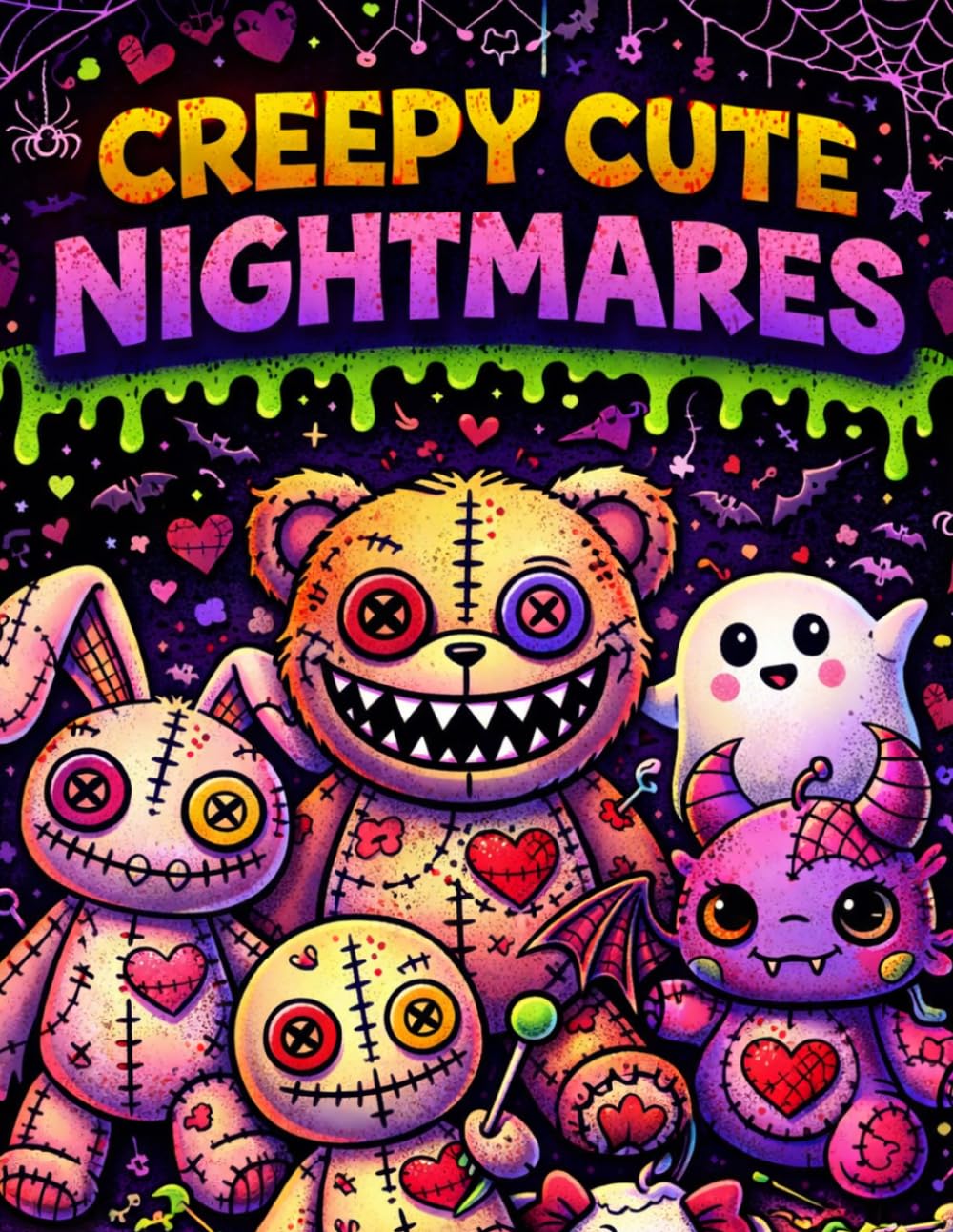 Nightmare Plushies Volume 1: A Spooky Cute Coloring Book of Creepy Kawaii Stuffed Animals and Gothic Monsters for Stress Relief and Relaxati