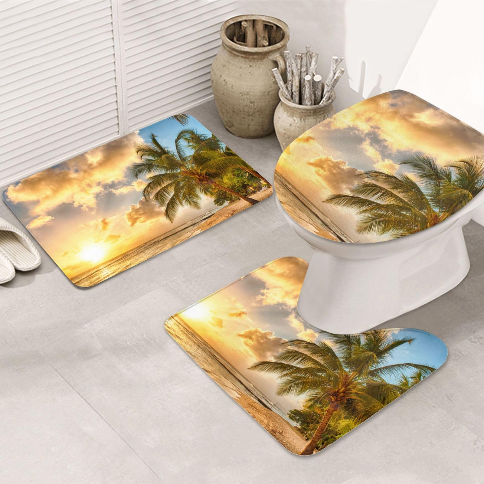 Tapis de bain en microfibre motif palmier hawaïen pour évader votre déco