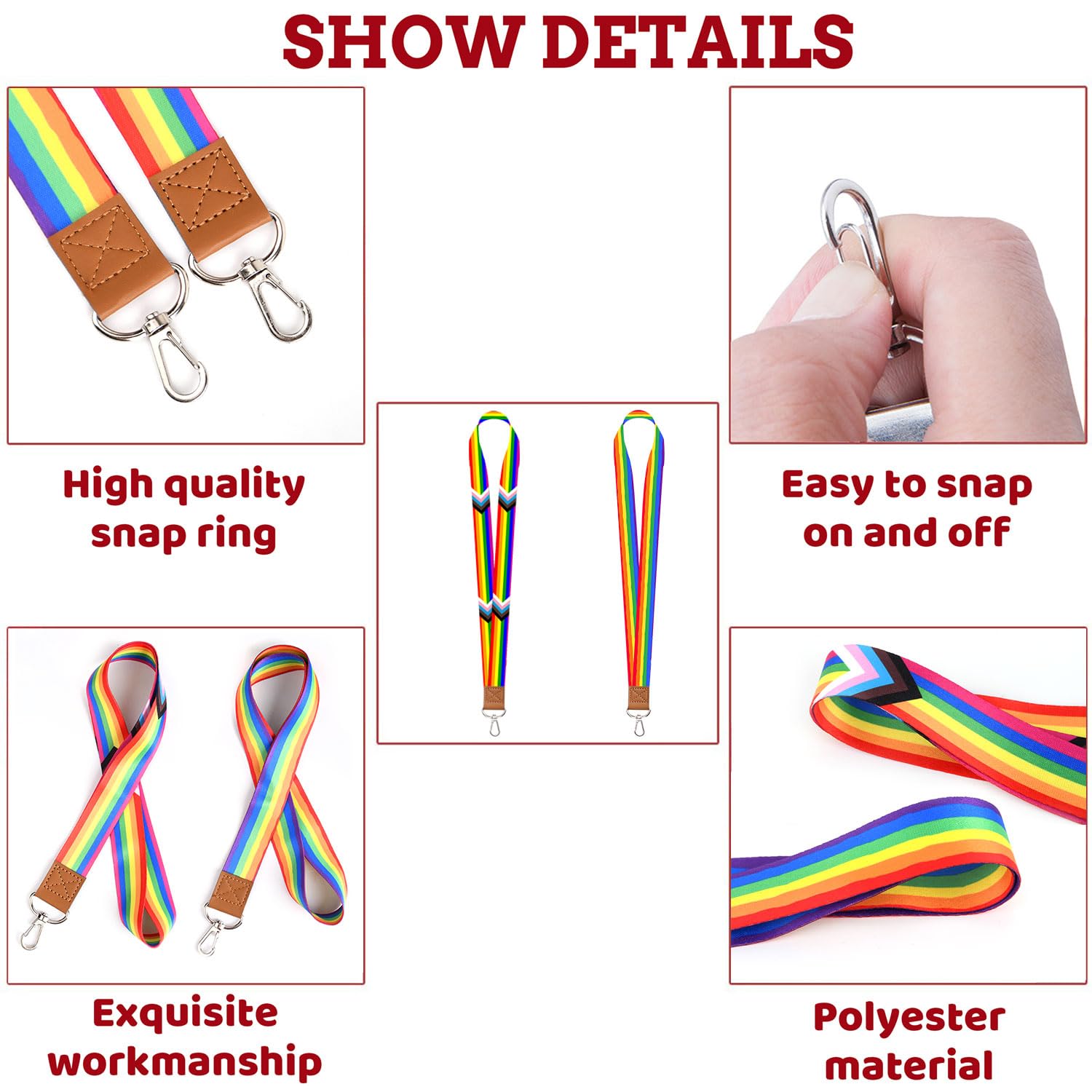 GTOTd Rainbow Lanyard with ID Badge Holder (2 Pack) for Keys Wallet,Merchandise Rainbow Keychain Gay Pride Party Supplies Gifts for Teens - Image 3
