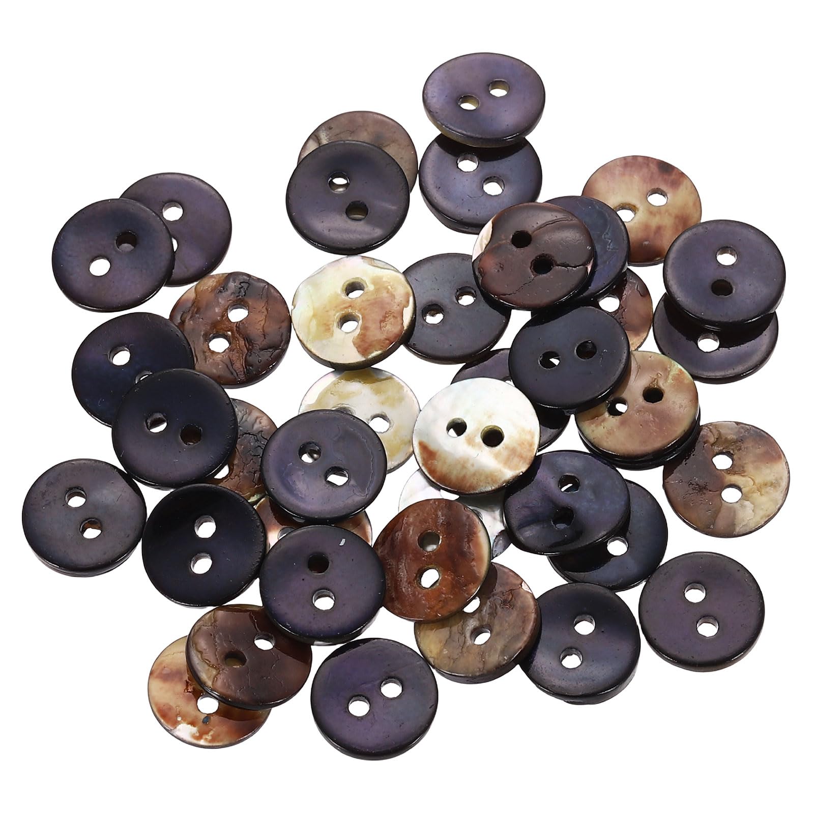 sourcing map 40Pcs Natural Shell Buttons, 10mm 2 Hole Mother of Pearl Blazer Buttons Sewing Craft Shell Discs for Shirt Sewing DIY Crafts Decoration, Dark Blue