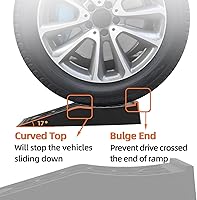 Vista 5 de OULEME Rampa de servicio de automóvil de perfil bajo, paquete de 4 con almohadillas antideslizantes para mantenimiento de elevación y cambios