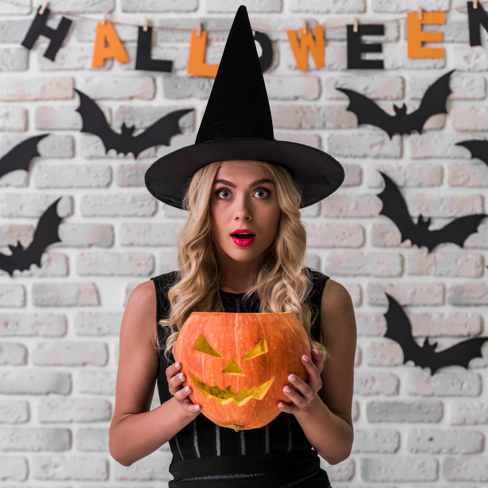 Witches Hat Women Halloween Witch Hat Decorations Large Witch H/at for Women and Men Fancy Dress Costume Party Halloween Party Carnivals Christmas Masquerade Cosplay Accessories (Black) - Image 3