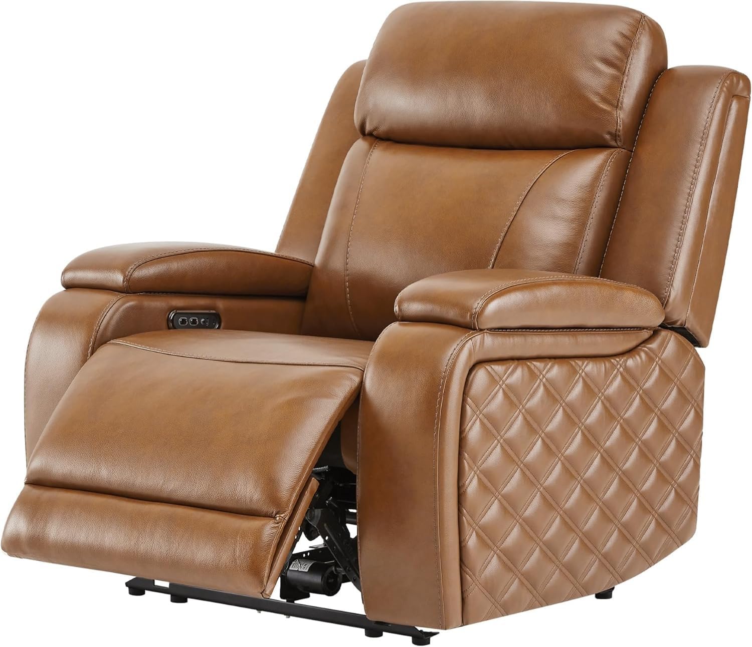 Leather Power Recliner Chair with Power Headrest, Modern Ergonomic Electric Reclining Sofa with Hidden Storage Armrests & USB Port, Luxury Lounge for Home Office