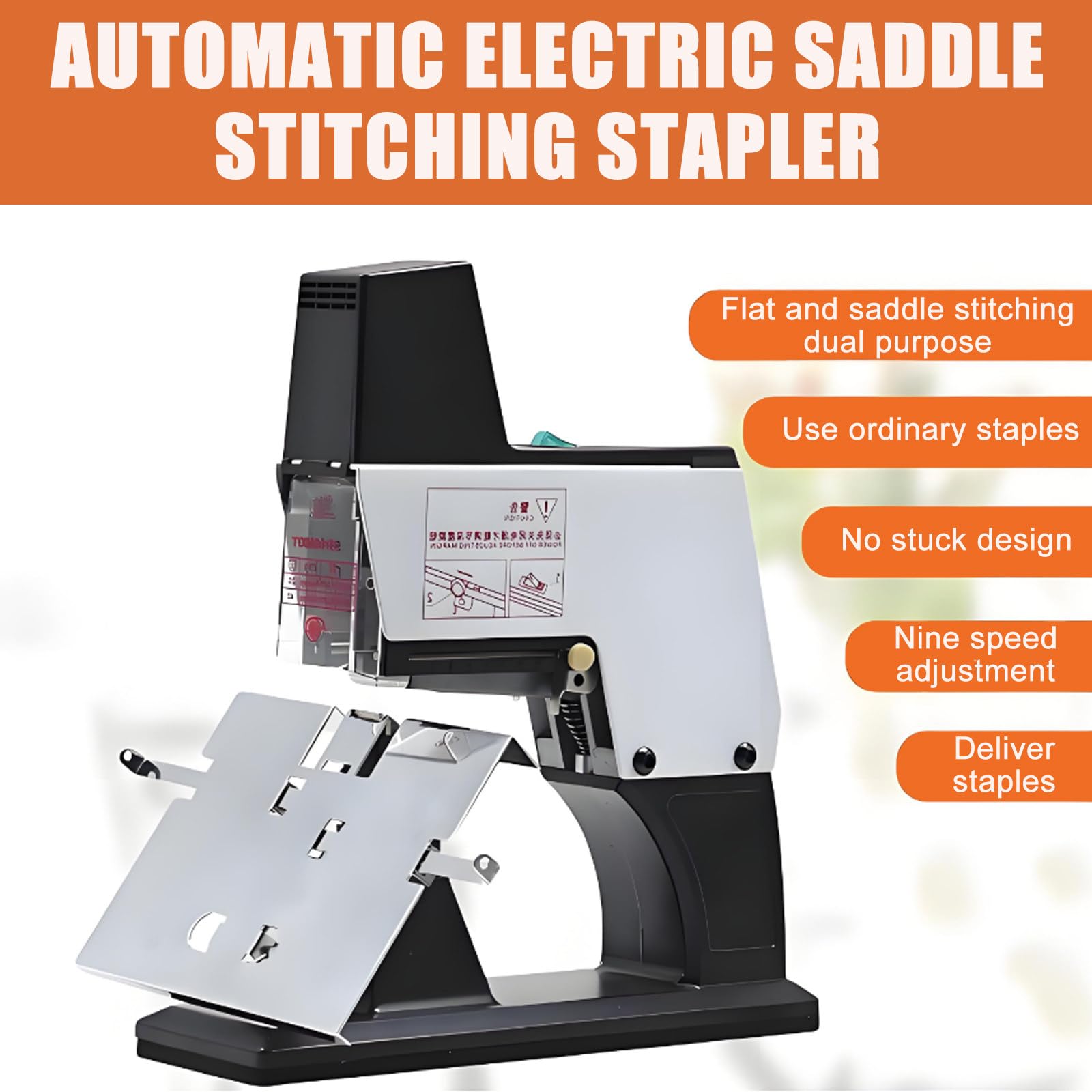 Agrafeuse électrique robuste avec pédale – Établi étendu de 44 cm, réglage en 9 étapes, compatible avec agrafes universelles 23/6 23/8 24/6 24/8