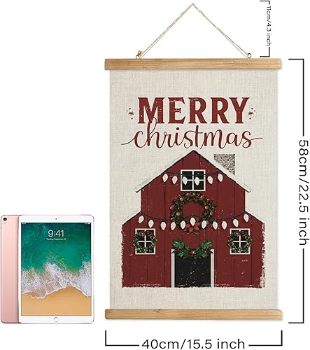 Miniatura 2 de Paquete de 2 impresiones de arte de pared de feliz Navidad con marco para colgar en la pared colorido póster festivo para colgar en la pared diseño