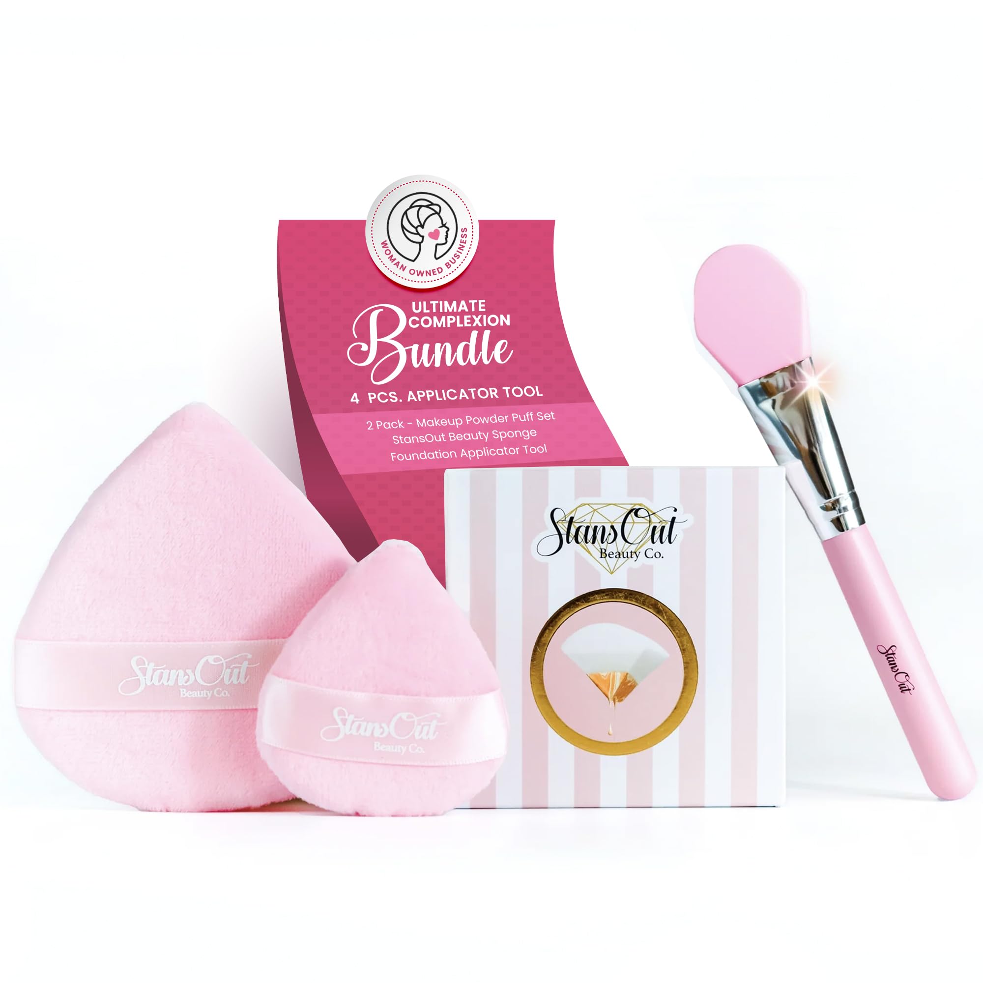 StansOut Ultimate Complexion Bundle: Liquid Foundation Brush, Makeup Brushes for Liquid, Cream, Stick Foundation - Flat, Round, Blender Brushes - 101