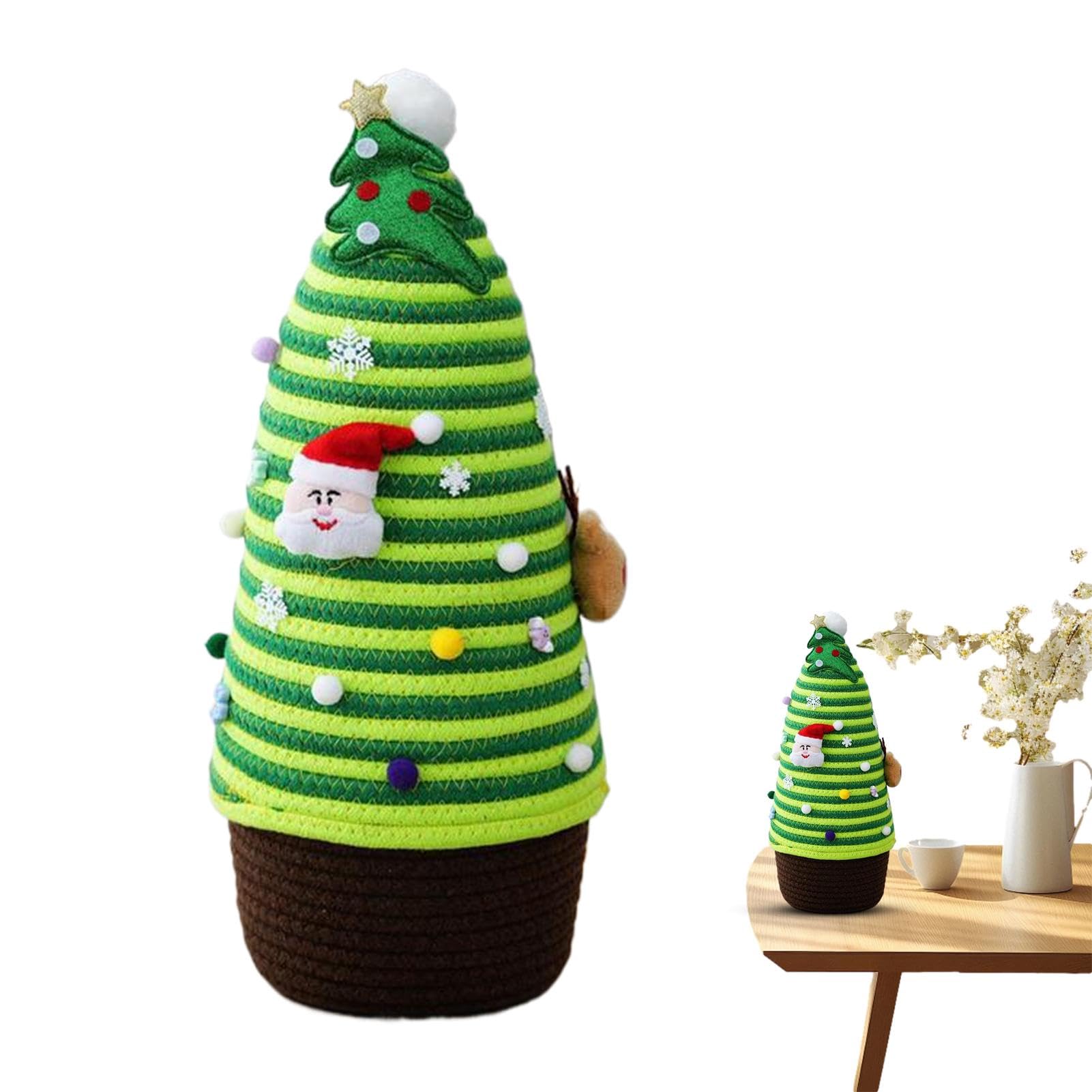 Panier de rangement pour sapin de Noël en corde tissée avec couvercle 42cm