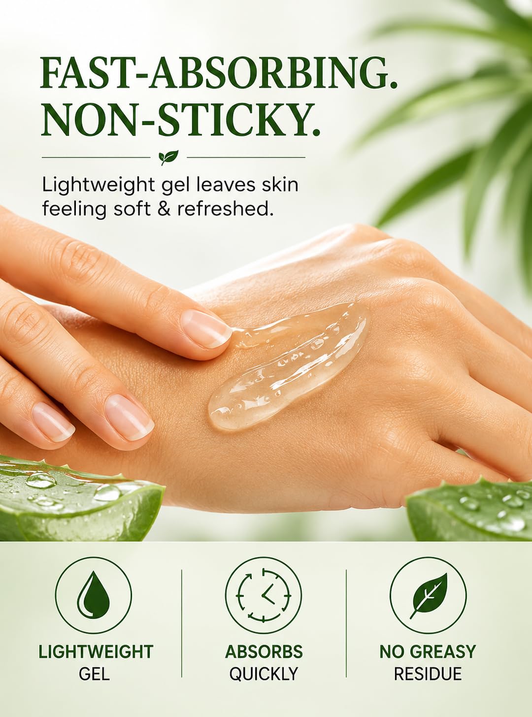 Aloe Vera Gel with Niacinamide - Daily Face, Body & Hair Moisturizer - Made From Freshly Cut Aloe - Perfect for Sunburn, Acne, Dry Skin - Fragrance Free - 6.76oz