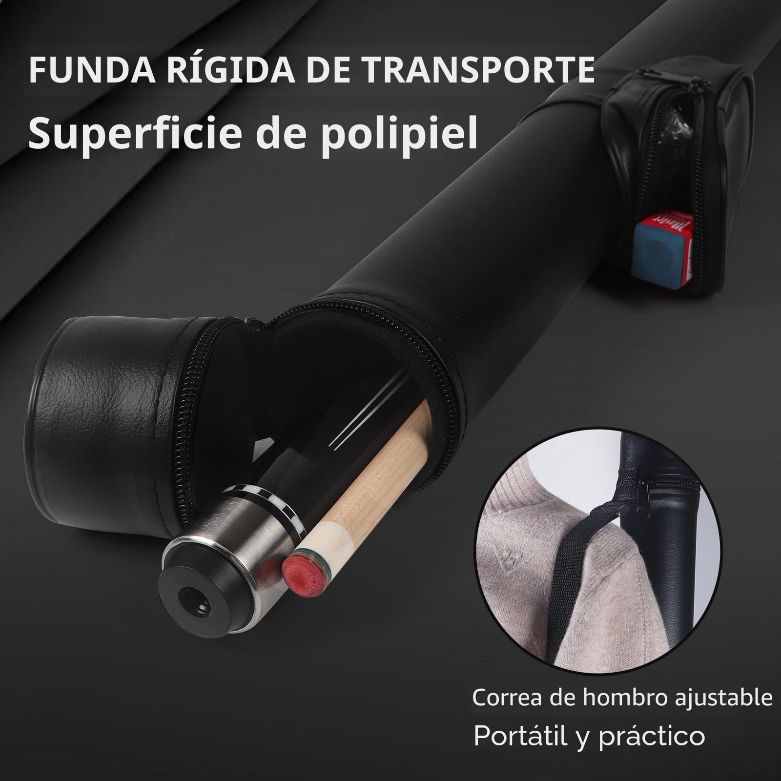 Kmise Taco de Billar de 58 Pulgadas, 19~21 onzas con Taco de extensión de Fibra telescópica, Juego de Tacos de Billar Profesionales Hechos a Mano con Estuche de Cuero para Tacos, Tiza y Guantes