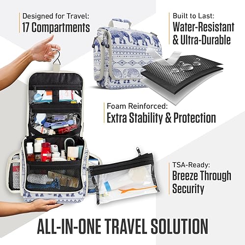 Miniatura 5 de VENTURE 4TH Neceser colgante de viaje prémium para hombres y mujeres con compartimentos expandibles para cosméticos, brochas de maquillaje, joyas,