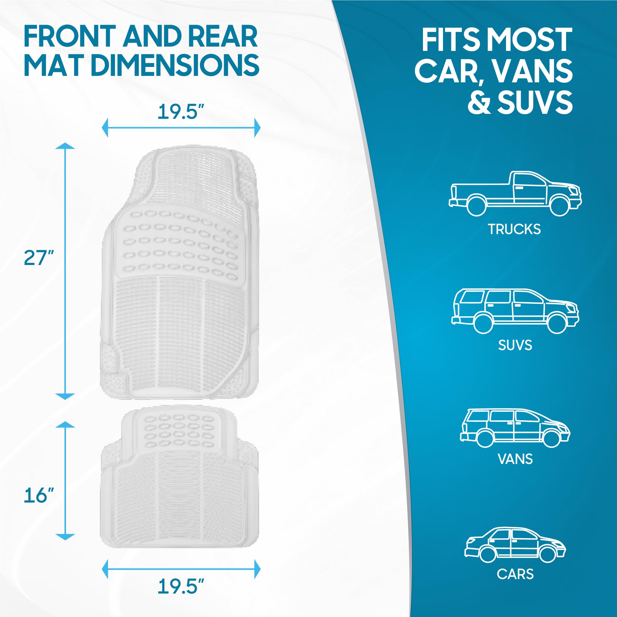 BDK Universal Fit 4 Piezas Heavy Duty All Weather Piso de protección – Alfombrilla de Goma