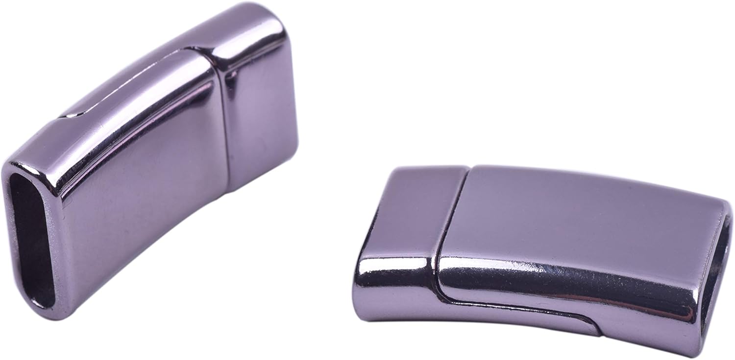 KONMAY 5 Sets 12.0x3.5mm Flat Magnetic Jewelry Clasps for Bracelets, Gunmetal