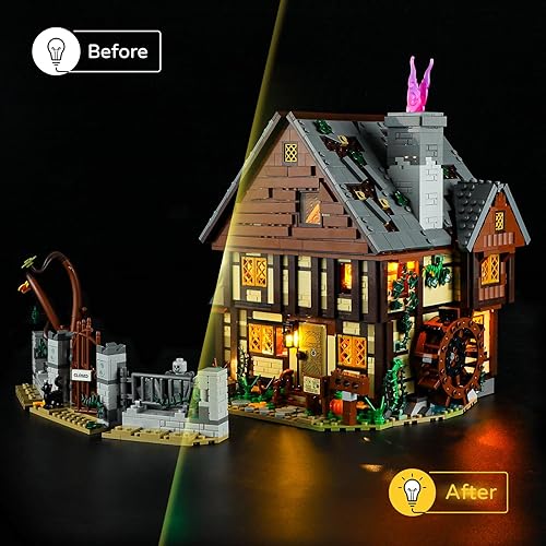 Miniatura 8 de YEABRICKS Luz LED para Lego-21341 Ideas Disney Hocus Pocus modelo de bloques de construcción de la cabaña de las hermanas Sanderson (juego de Lego