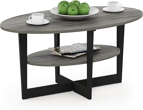 Miniatura 16 de Furinno - Mesa de centro ovalada, nogal Nuez,Blanco,Columbia Nogal/Negro,Roble francés gris/negro.,Americano/Cromo/Negro,Nuez Columbia/Negro/Marrón