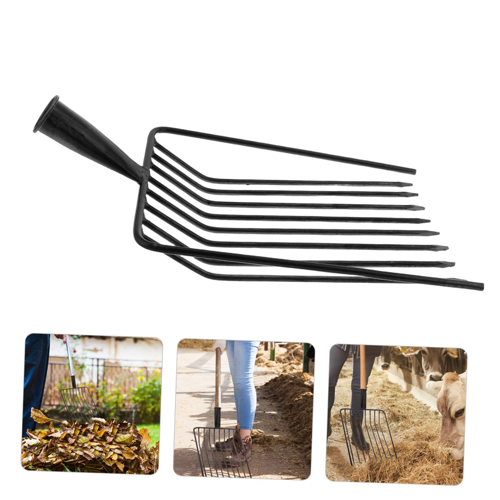 Horquilla de Acero Resistente Herramienta de Mano Fácil de Limpiar y Transportar para Jardinería y Mantenimiento del Césped para Labores Agrícolas