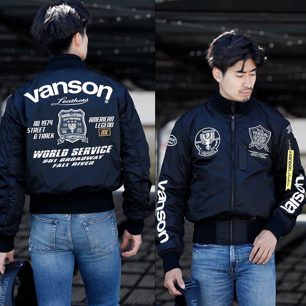 VANSON バンソン　MA-1ジャケット　防寒防水　秋冬　VS22108W Amazon | バンソン MA-1ジャケット ブラック/ホワイト Mサイズ