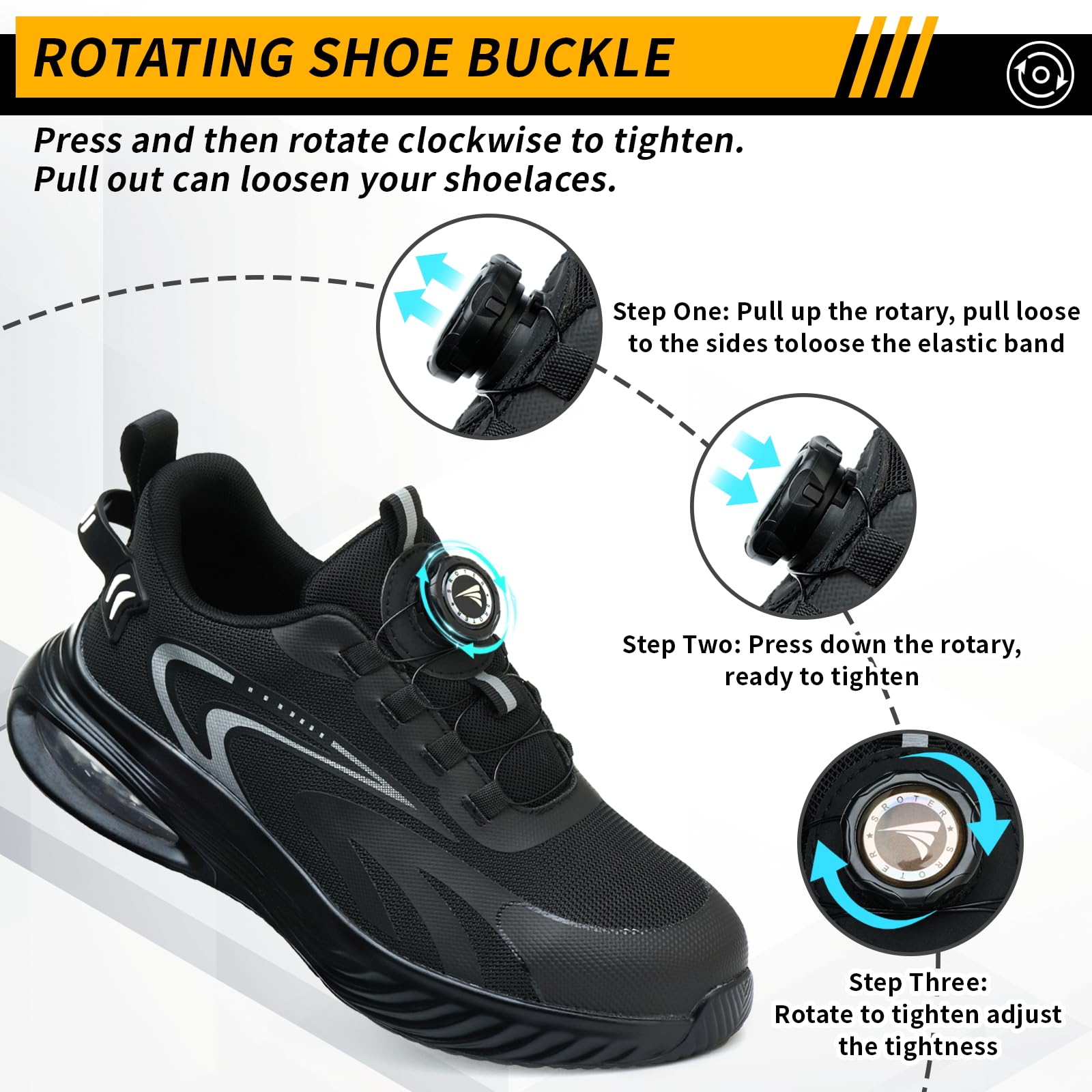 AEKYIWL Zapatos de Seguridad para Hombre Mujer Calzado de Seguridad Comodo Zapatillas de Trabajo con Punta de Acero Cordón con Hebilla giratoria