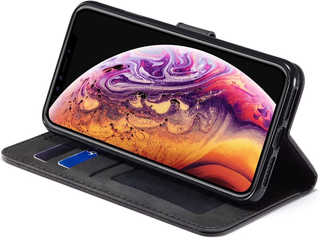 Flip Case for iPhone 13/13 Mini/13 Pro/13 Pro Max, Vintage Matte Leather Wallet Case Card Slot Kickstand Magnetic Shockproof Flip Case (Color : Preto, Size : 13 6.1")