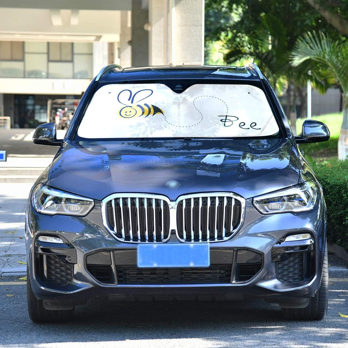 YYZZH Cute Bee Cartoon Honeybee Car Windshield Sun Shade