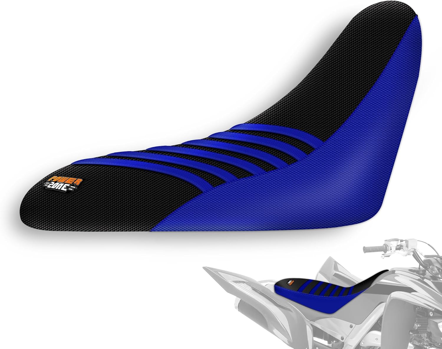 ATV Seat Cover Compatible with Raptor 700 700R, Anti-Slip Waterproof Rubber Seat Protector (Blue Black)