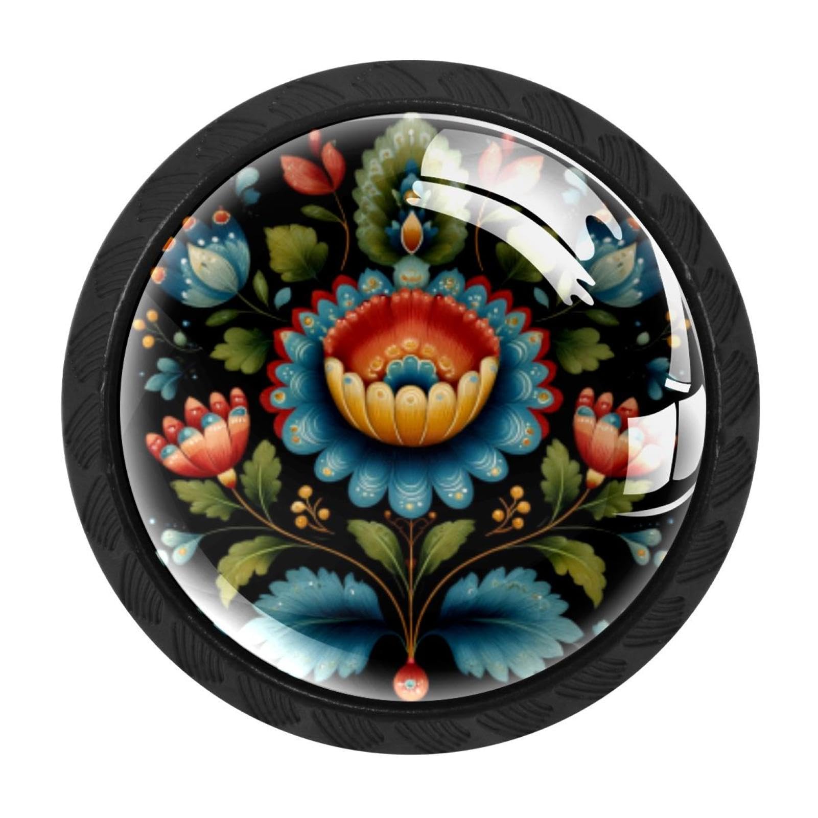 CHENZZZZ 4 Pack Norwegian Rosemaling Folk Style Flower - 2025-11-19T153546.777 Drawer Knob Cabinet Hardware