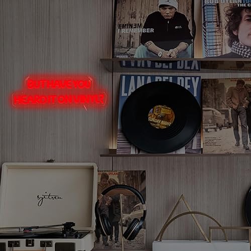 Miniatura 2 de Letrero de neón LED de música retro para decoración de pared, letras rojas de vinilo para decoración de sala de música, grabación de sala de estar,