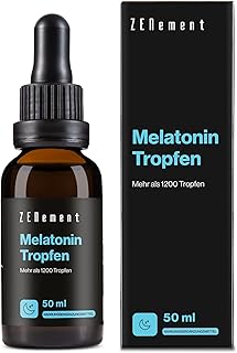 Melatonin Tropfen FORTE (50 ml) - 1200 Tropfen mit je 0,5 mg Melatonin - optimal hochdosiert & effektiv - für 1100 Anwendungen - Alternative zu Melatonin Einschlafspray o Tabletten - 100% vegan