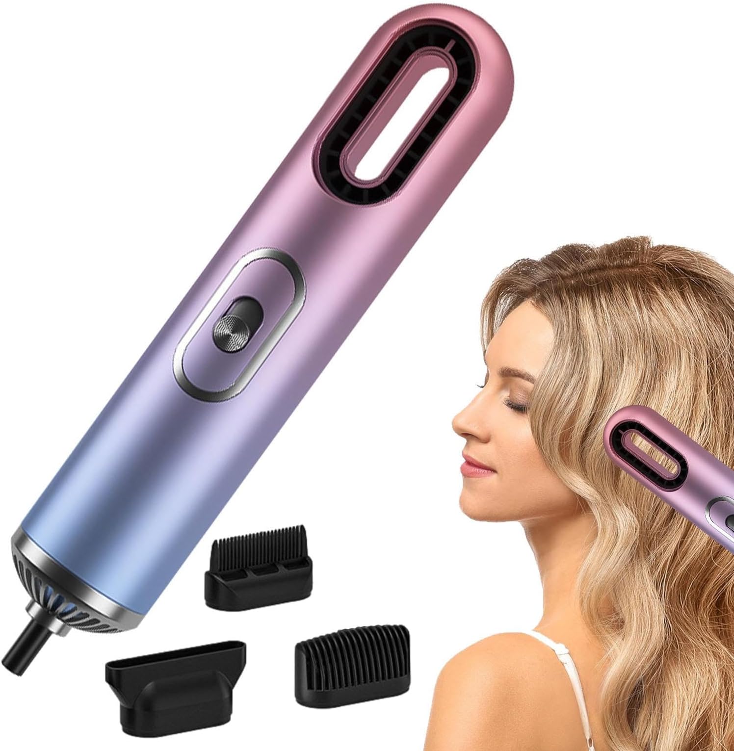 Ionic Hair Dryer, Portable Hair Dryer, Lightweight Travel Hair Dryer, Leafless Hair Dryer, Hair Dryer With Interchangeable Nozzle, Temperature Adjustment Dryer For Straight, Curly Hair Home Travel