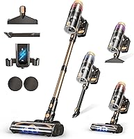 VBUOO Cordless Stick Vacuum 600W 50KPa Suction 70Min Runtime Self-Standing Touch Screen Pet Hair Home Cleaner