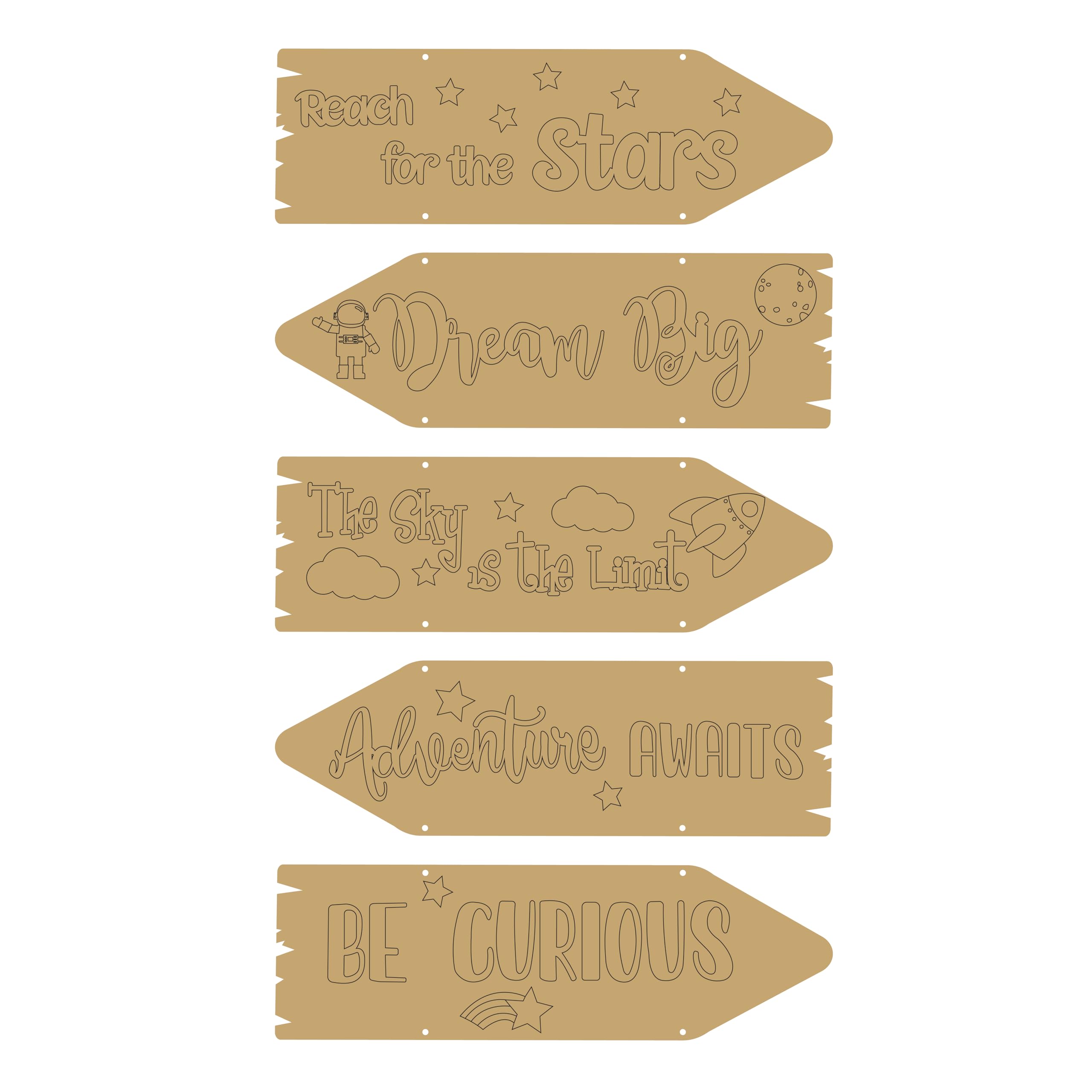 MDF Rectangular Arrow Shape Boards, Set of 5 | Premium Wooden Craft Board for Wall Hangings, DIY Art & Home Décor | Pre-Marked Quote Board-image-4