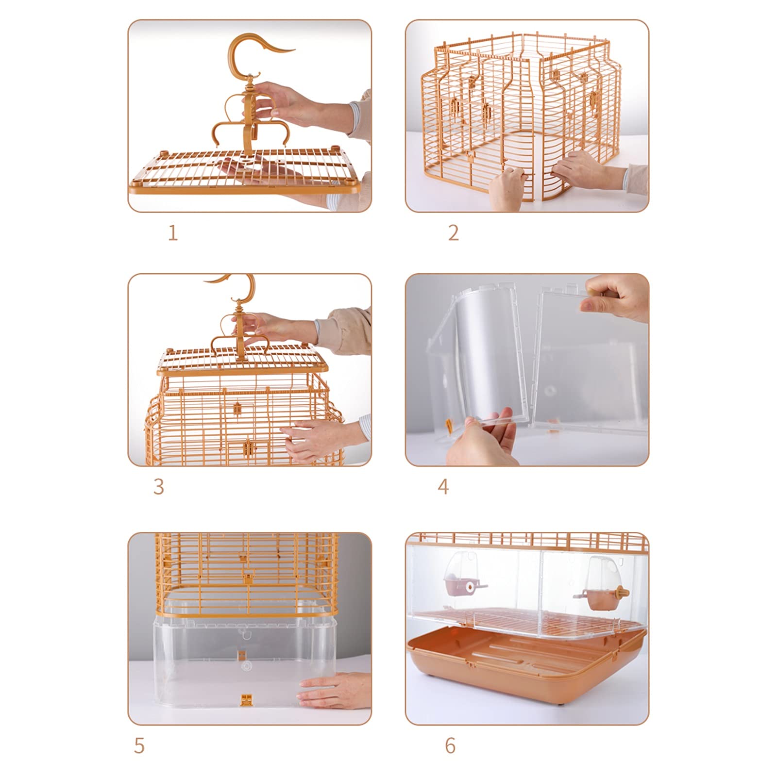 Gabbia Voliera Appeso Gabbia per Uccelli con Alimentatore, Plastic Square Birdcagges House Facile da assemblare Carrier Bird per Birds Piccoli Canarini BirdsBirts Green Wacca Conure Bird Cage