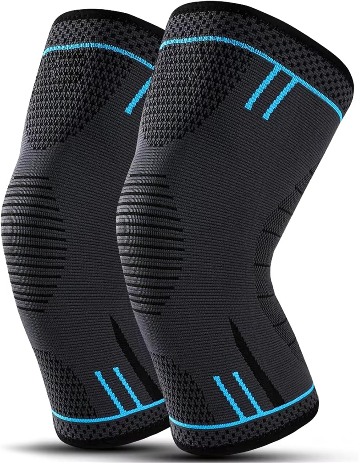 2PCS Compression Knee Support Sleeve Elastic Breathable Nylon Knee Pads Brace Basketball Volleyball Running for Volleyball Football Dance Yoga Tennis Running