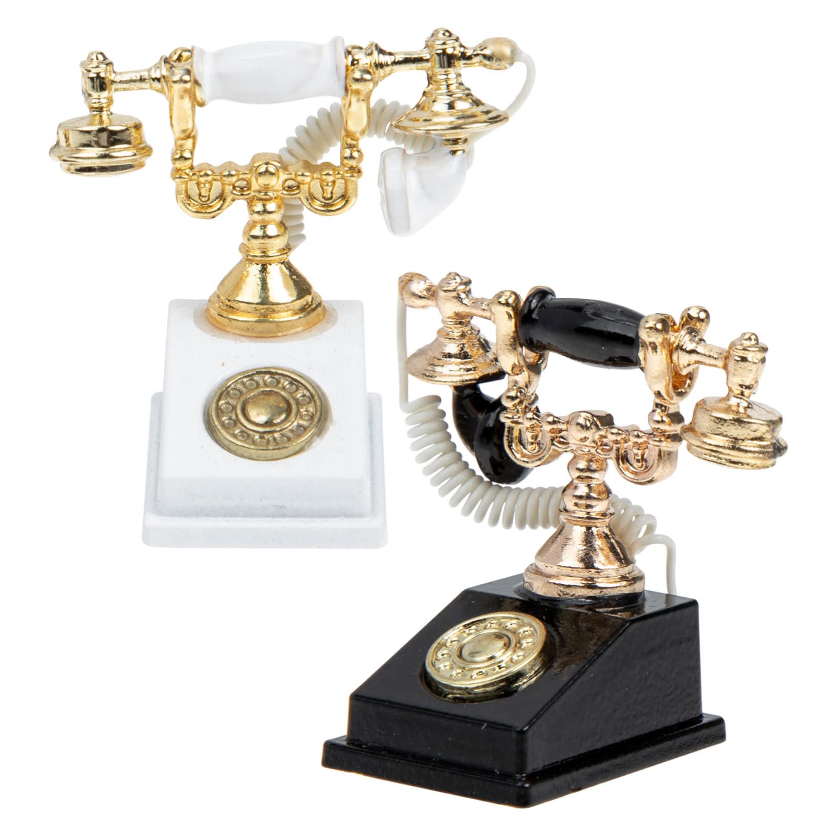 GLSTOY 2pcs Miniature Telephone Model Retro Doll House Ornaments Vintage Decorative Phone Models for Boys and Girls Parties Creative Home Decor