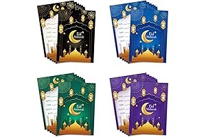 KYMY 24Pcs Eid Mubarak Greeting Cards for Muslim Islamic Ramadan