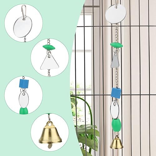 Miniatura 3 de Hypeety Espejo de pájaro para mascotas con campana, juguete interactivo para loro, guacamayo africano, periquitos, cacatúas, cacatúas, conure,