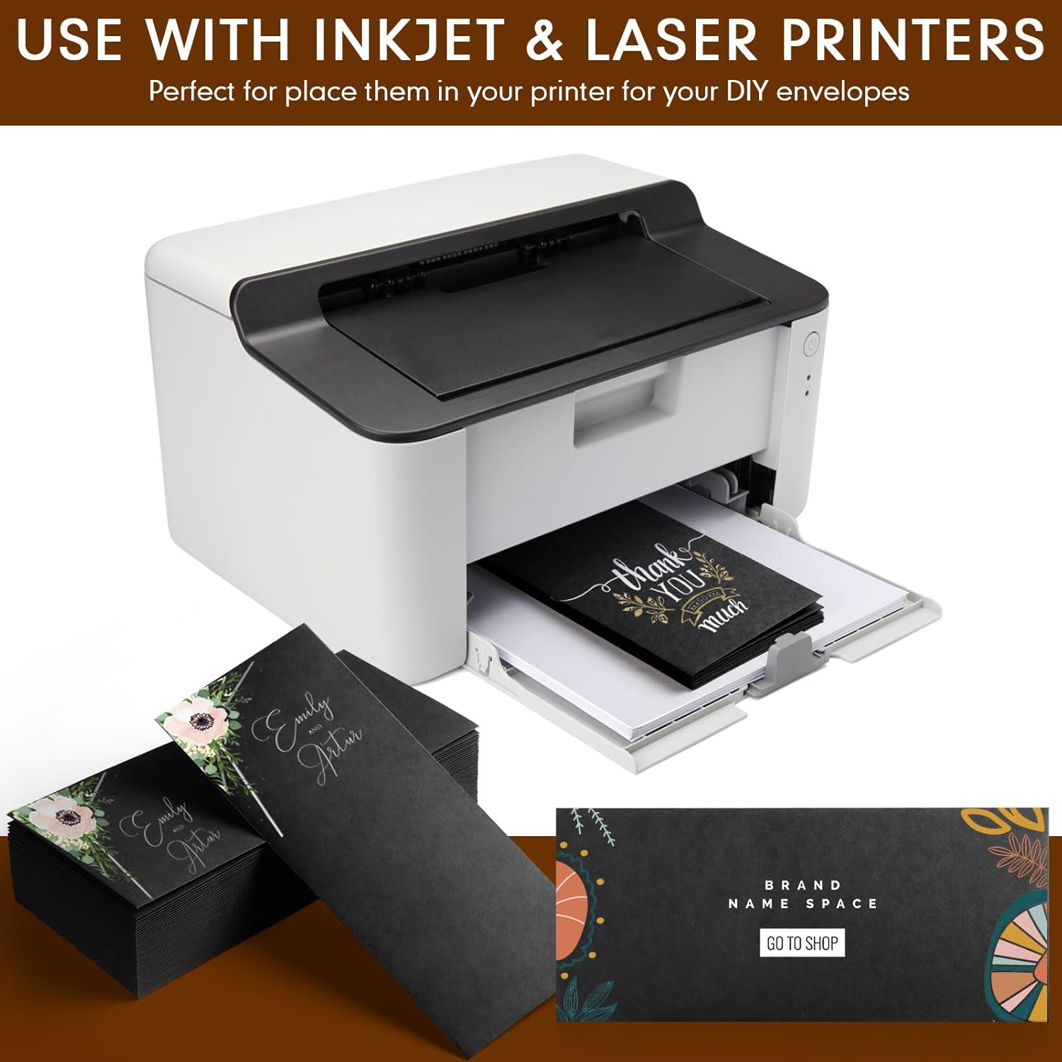 Jutom 500 Pcs Kraft Envelopes Letter Size Bulk #10 Business Strong Sealed 4-1/8 x 9-1/2 in Flap Office Printable Mailing Envelopes Windowless Invisible(Black) - Image 4