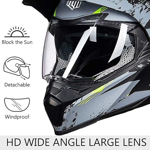 Miniatura 4 de ILM Casco deportivo dual para motocicleta todoterreno, visera solar para motocross, ATV, motocross, certificado por DOT, modelo 606V
