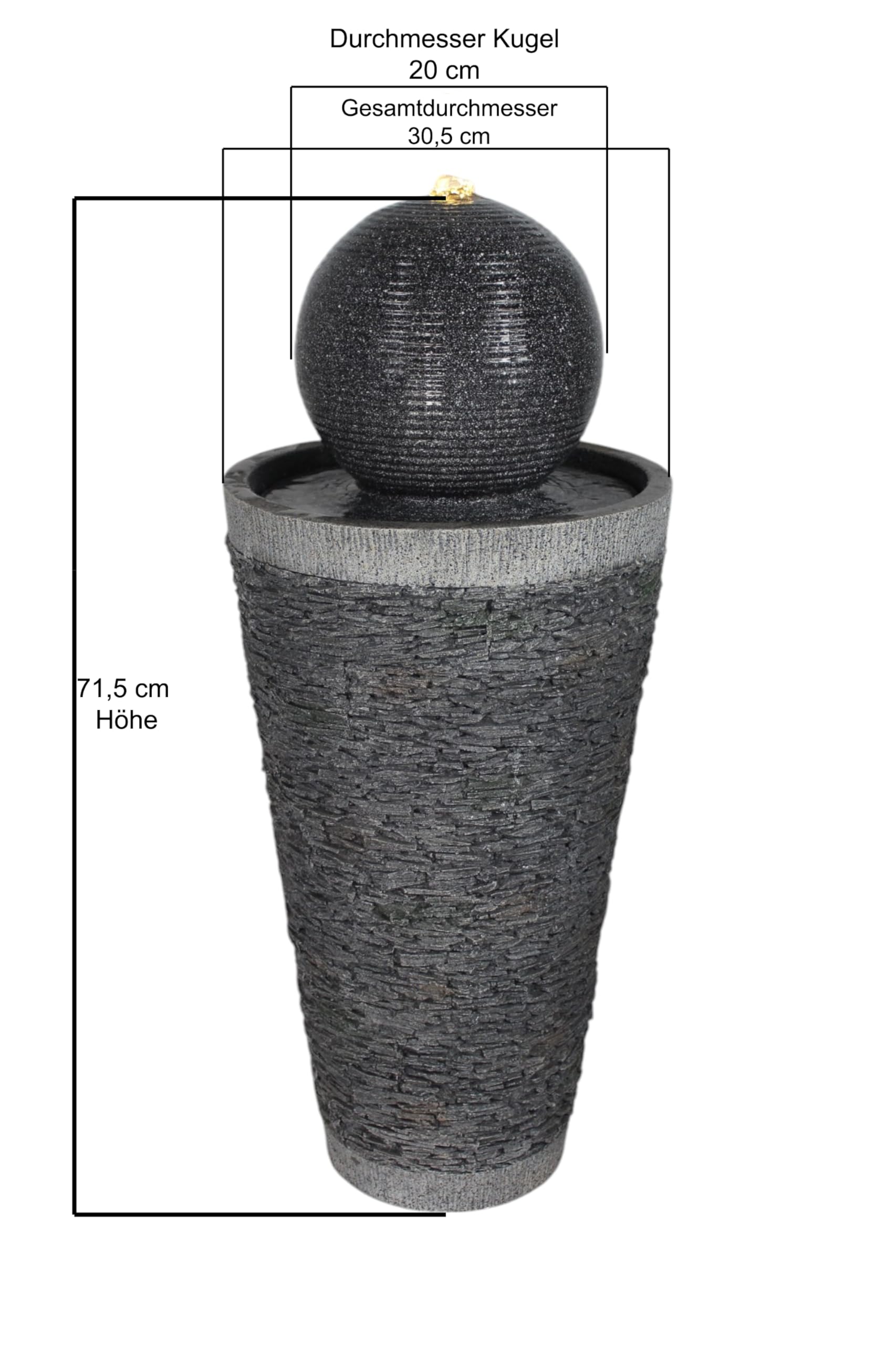 Fontanna ogrodowa BK910 o wyglądzie kamienia, 71 cm, z oświetleniem LED, dekoracja ogrodowa
