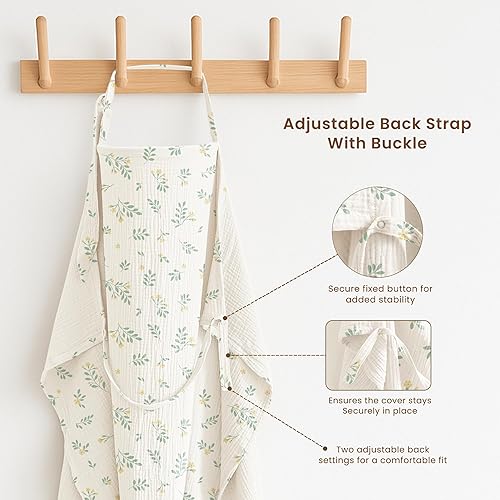 Miniatura 4 de Konssy Paquete de 2 cubiertas de muselina para lactancia materna con aro rígido, 100% algodón, ligero y transpirable, ajustable y cómodo