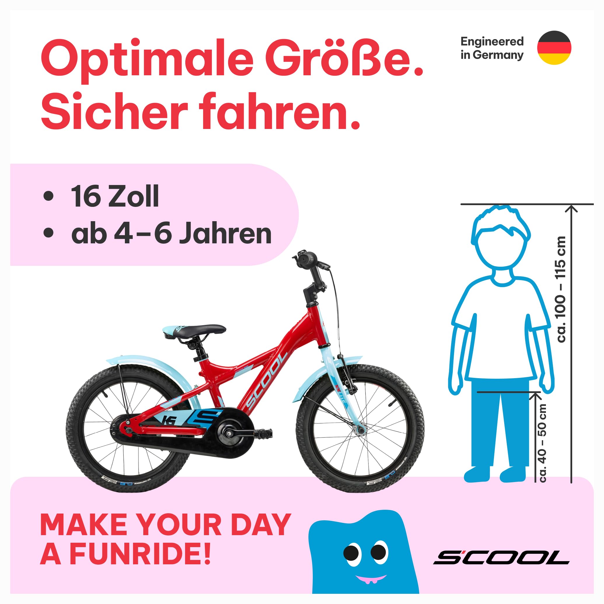 S'COOL XXlite 16/18" vélo enfant 1 vitesse 4-7 ans 100-120 cm